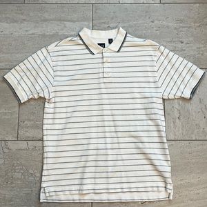 White with blue and grey Gap polo size medium